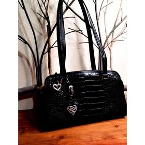 Brighton Croc Embossed Vintage Leather Shoulder Bag